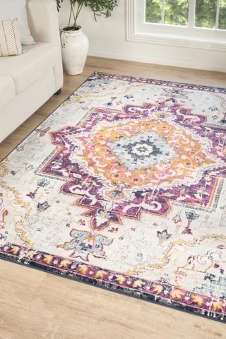 Vloerkleed Lavu - Paars en Crèmekleurig