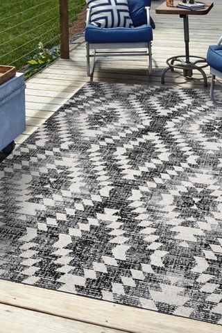 Tapete Kilim - Cinzento e preto