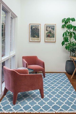 Wollen Vloerkleed Kilim - Blauw