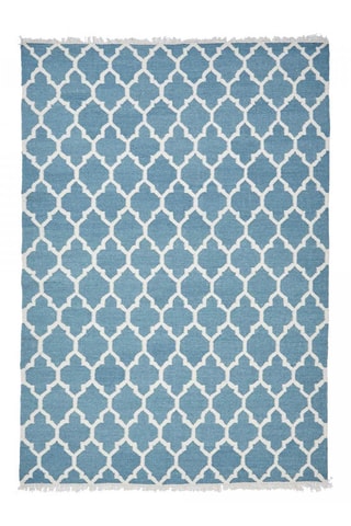 Wollen Vloerkleed Kilim - Blauw