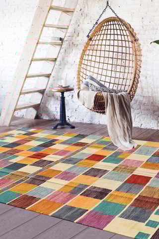 Wollen Vloerkleed Kilim - Blauw