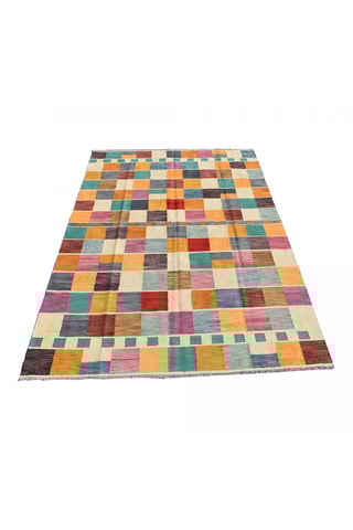 Wollen Vloerkleed Kilim - Blauw