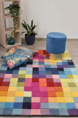 Wollen Vloerkleed Tufté - Roze en Blauw