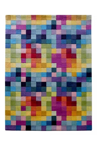 Wollen Vloerkleed Tufté - Roze en Blauw