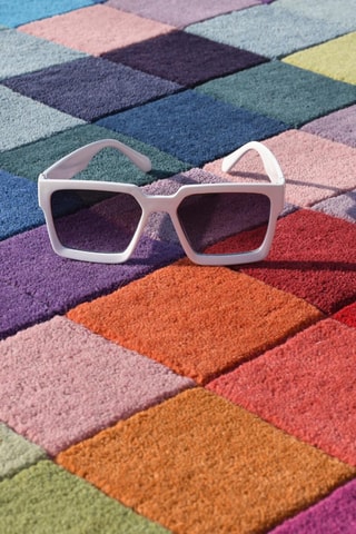 Wollen Vloerkleed Tufté - Roze en Blauw