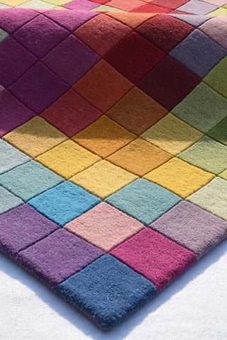 Wollen Vloerkleed Tufté - Roze en Blauw