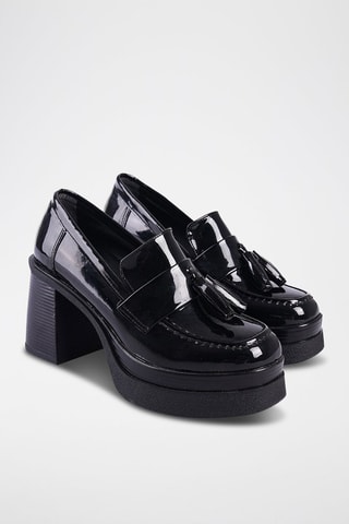 Mocassins à talons vernis - Noir