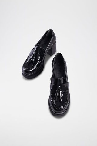 Mocassins à talons vernis - Noir