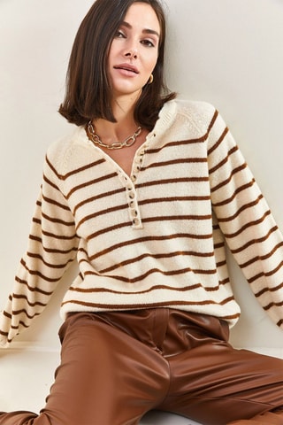 Pull - Beige et marron