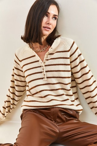 Pull - Beige et marron