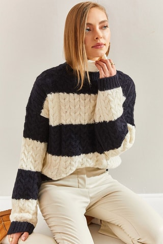 Pull - Bleu marine et écru