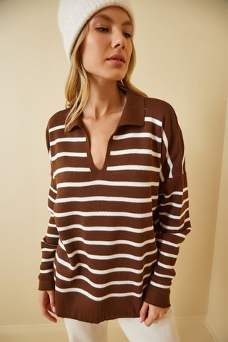 Pull - Marron et blanc