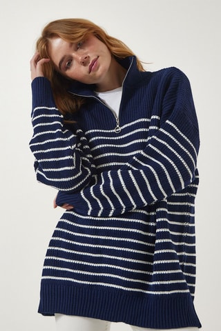 Pull - Bleu marine et blanc