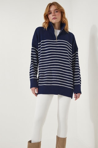 Pull - Bleu marine et blanc