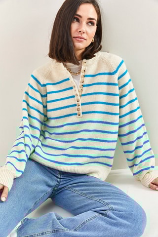 Pull - Ecru et ciel