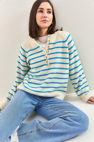 Pull - Ecru et ciel