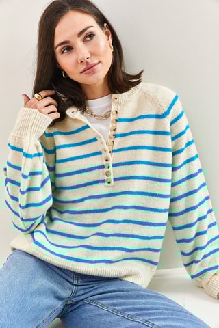 Pull - Ecru et ciel