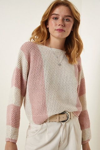 Pull - Rose poudré et écru