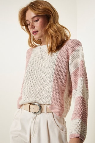 Pull - Rose poudré et écru
