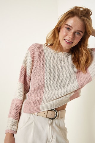 Pull - Rose poudré et écru