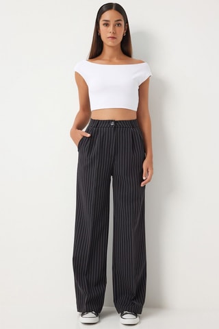 Pantalon palazzo taille haute - Noir