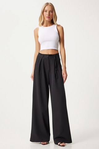 Pantalon wide legs taille haute - Noir