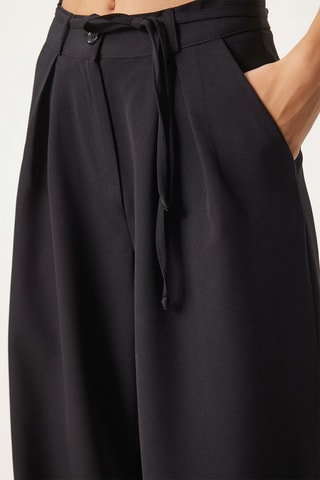 Pantalon wide legs taille haute - Noir