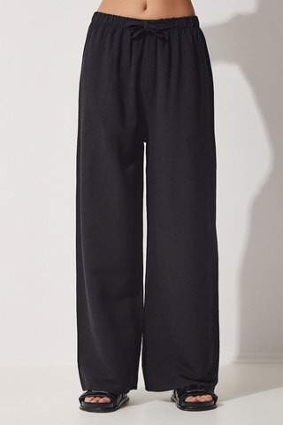 Pantalon wide legs en lin - Noir