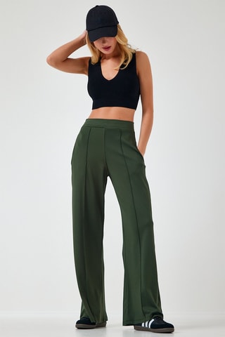 Pantalon palazzo - 
Vert