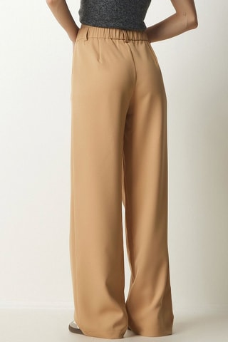 Pantalon wide legs taille haute - Beige