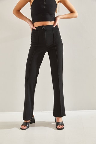 Pantalon palazzo taille haute - Noir