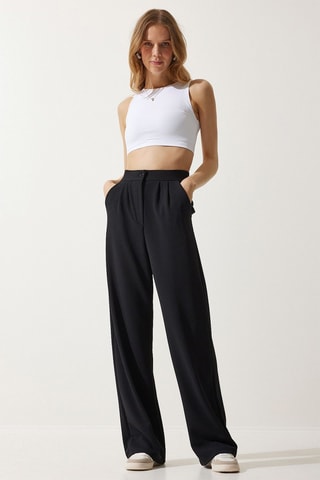 Pantalon palazzo taille haute - Noir