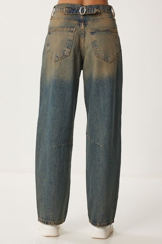 Jean baggy taille haute - Bleu