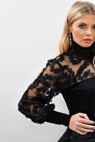 Top bi-matière - Noir