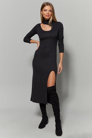 Robe longue en laine - Noir