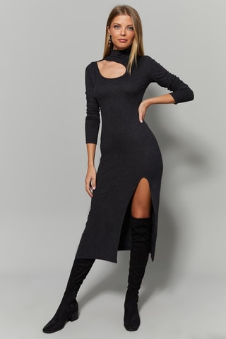 Robe longue en laine - Noir