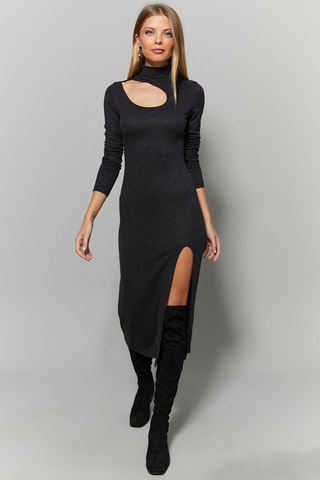 Robe longue en laine - Noir