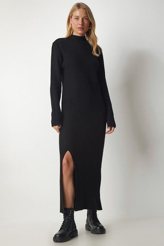 Robe longue en laine - Noir