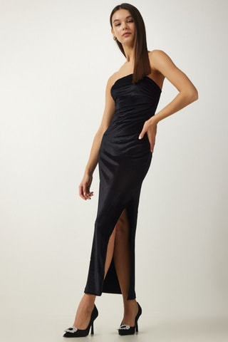 Robe bustier en velours - Noir