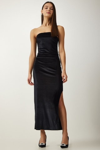 Robe bustier en velours - Noir