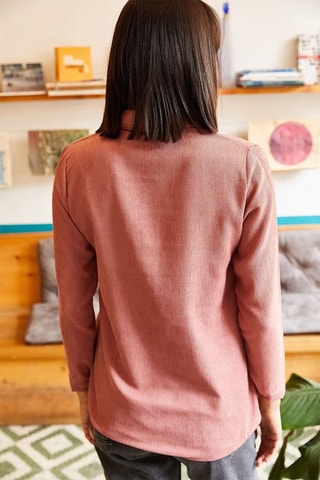 Chemisier slim en velours - Vieux rose