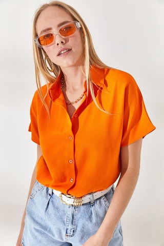 Chemisier en lin - Orange