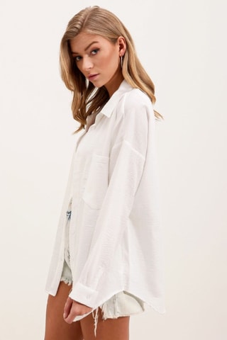 Chemisier oversize en lin - Blanc