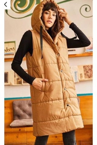 Doudoune longue sans manches - Camel