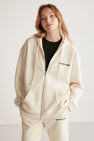 Sweat à capuche - Ecru