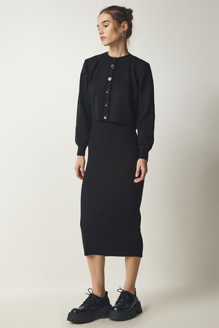 Gilet et robe pull en laine - Noir