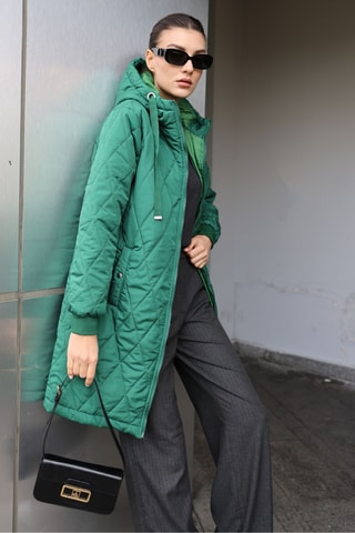 Doudoune regular à capuche - Vert