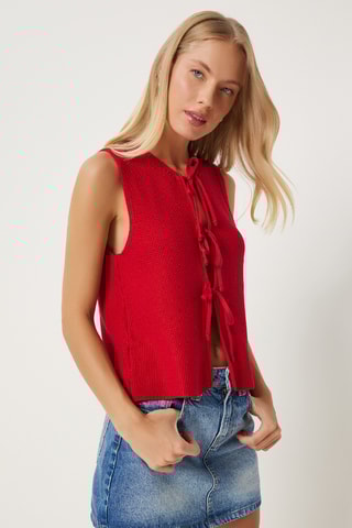 Gilet regular sans manches - Rouge
