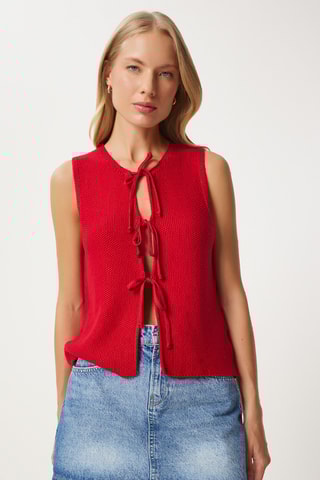 Gilet regular sans manches - Rouge