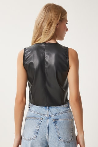 Gilet regular sans manches - Noir